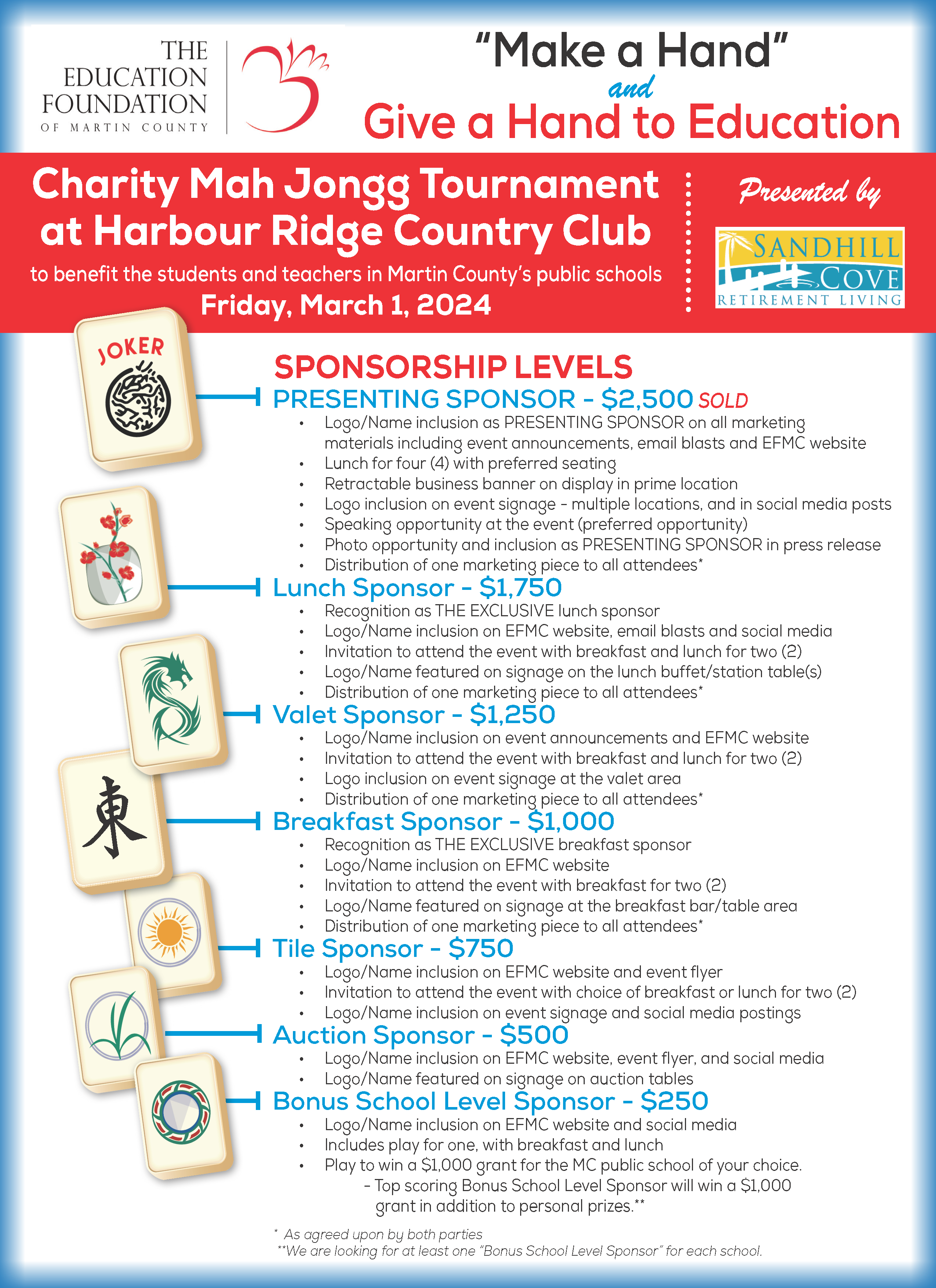 Education Foundation of Martin County EFMC Charity Mah Jongg Tournament